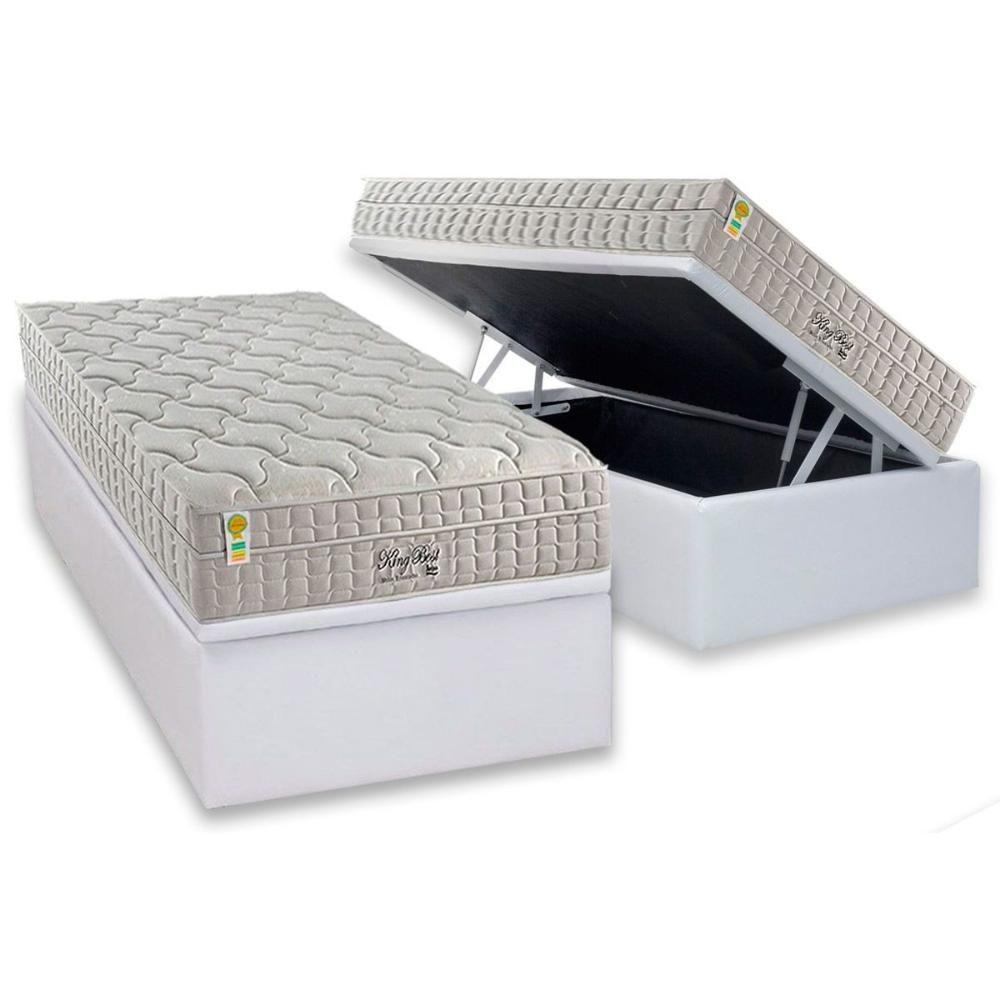 Conjunto Box Baú Solteiro Colchão Molas D Angelis Anjos Ensacadas King Best New + Base Crc Courano White (88x188) - 1
