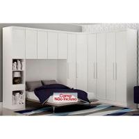 Quarto Casal Completo Rizon-linea 5 Peças (1 Armário Aéreo + 2 Guarda Roupas + 1 Canto Obliquo + 1 Complementos) Qcm110 Branco - 1