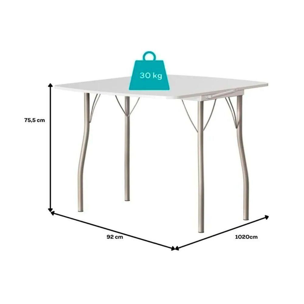 Mesa De Sala Jantar Multiuso Dobrável E 2 Banquetas 1700 Prata-branco - Prata-branco - Carraro - 7
