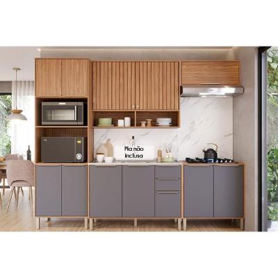 Cozinha Completa Divina 5 Peças 4 Portas 2 Gavetas MDF 120cm Titânio com Tampo