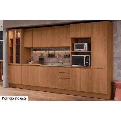 Cozinha Completa Ciela C8P78 4 Portas 3 Gavetas em MDF Marrom com Nicho para Forno
