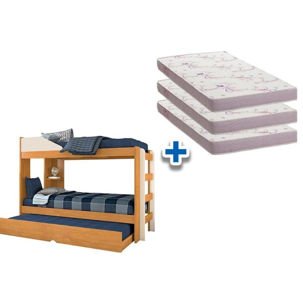 Colchão Physical Ortobom (3un) + Beliche Indy C- Auxiliar Cinamomo-off White - 9