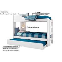 Colchão Physical Ortobom (3un) + Beliche Indy C- Auxiliar Cinamomo-off White