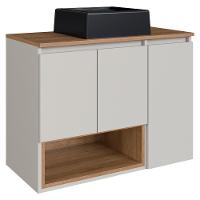 Gabinete Suspenso 80 Cm Com Cuba Preta Bl9220 Mell Arenas Faem - 2