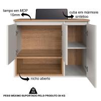 Gabinete Suspenso 80 Cm Com Cuba Preta Bl9220 Mell Arenas Faem - 7