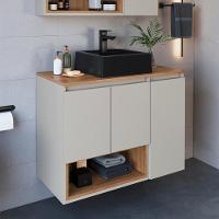 Gabinete Suspenso 80 Cm Com Cuba Preta Bl9220 Mell Arenas Faem - 8