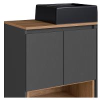 Gabinete Suspenso 80 Cm Com Cuba Preta Bl9220 Mell Grafite Faem - 8