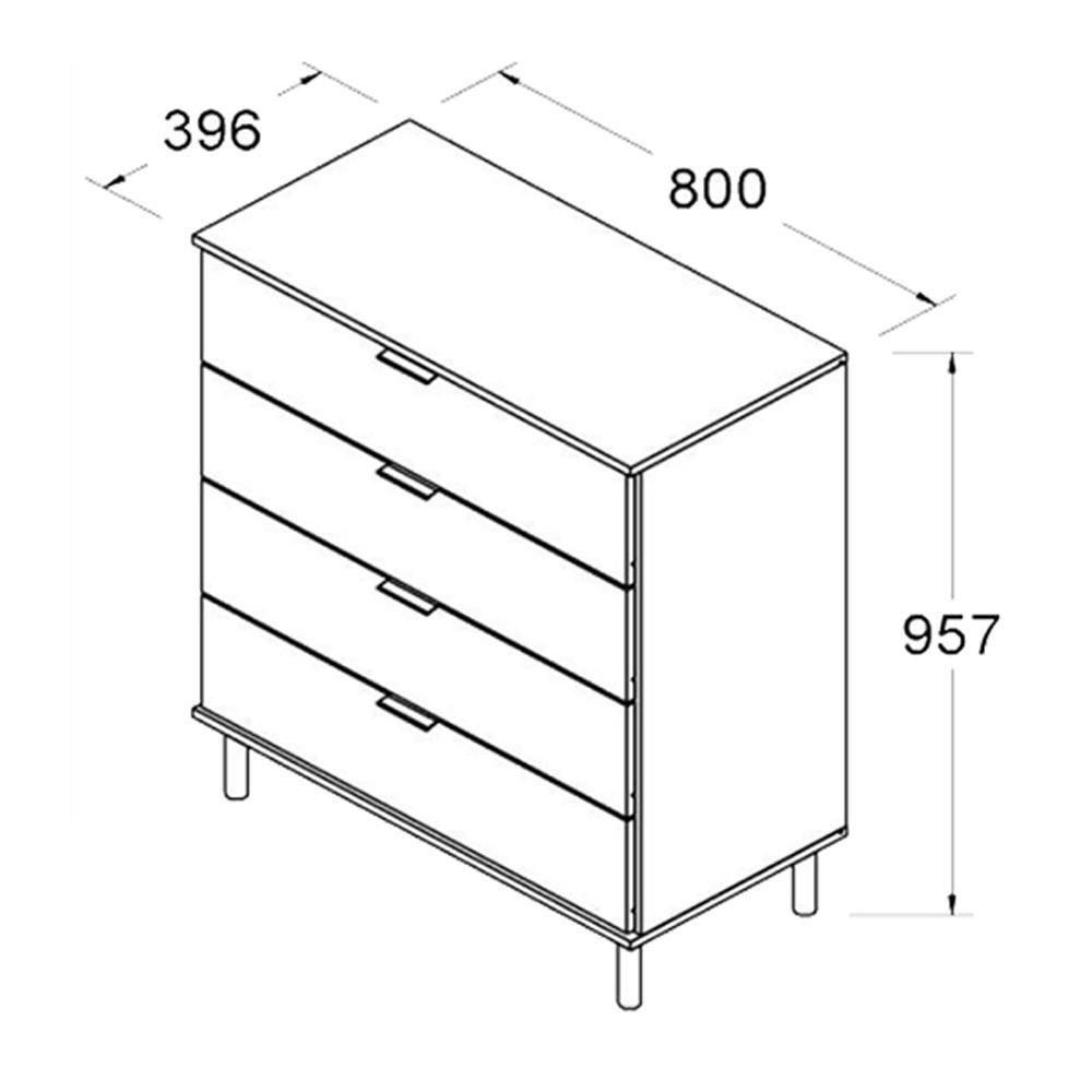 Comoda 80 Cm 4 Gavetas Pes Madeira Dm242 Verde Oliva Dtall - 4