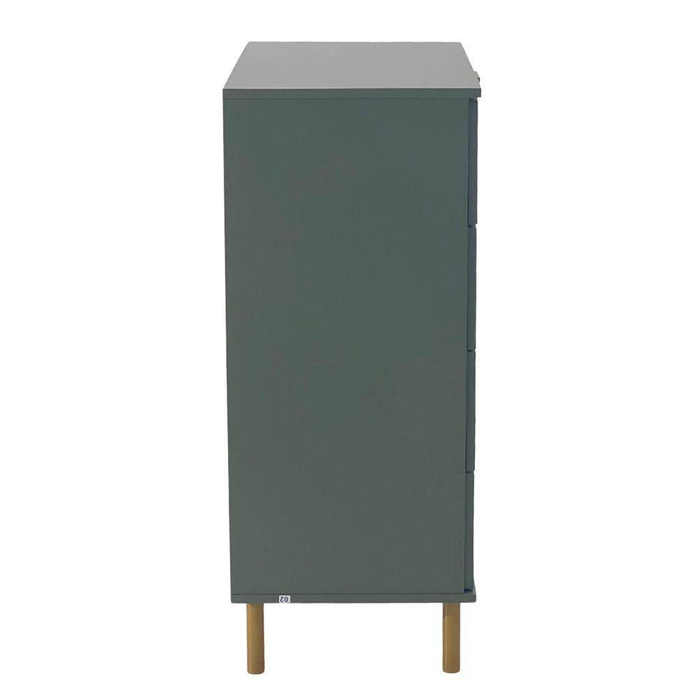Comoda 80 Cm 4 Gavetas Pes Madeira Dm242 Verde Oliva Dtall - 8