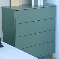 Comoda 80 Cm 4 Gavetas Pes Madeira Dm242 Verde Oliva Dtall - 2