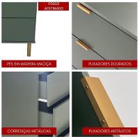 Comoda 80 Cm 4 Gavetas Pes Madeira Dm242 Verde Oliva Dtall - 3