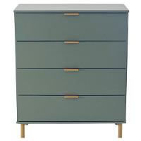 Comoda 80 Cm 4 Gavetas Pes Madeira Dm242 Verde Oliva Dtall - 5