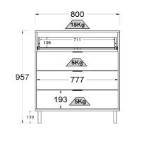 Comoda 80 Cm 4 Gavetas Pes Madeira Dm242 Verde Oliva Dtall - 7