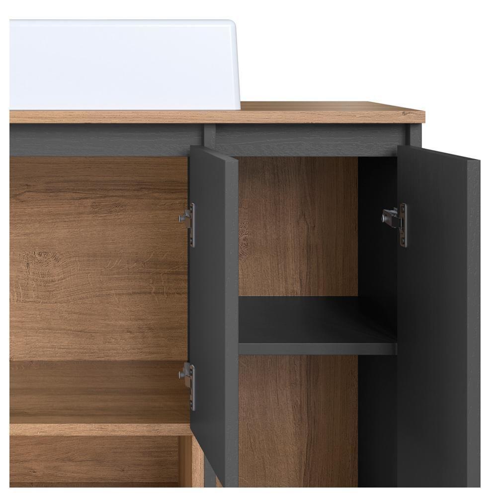 Conjunto Gabinete Suspenso 80 Cm Com Cuba Bl9220 Mell Grafite Faem - 8