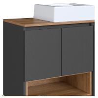 Conjunto Gabinete Suspenso 80 Cm Com Cuba Bl9220 Mell Grafite Faem - 6