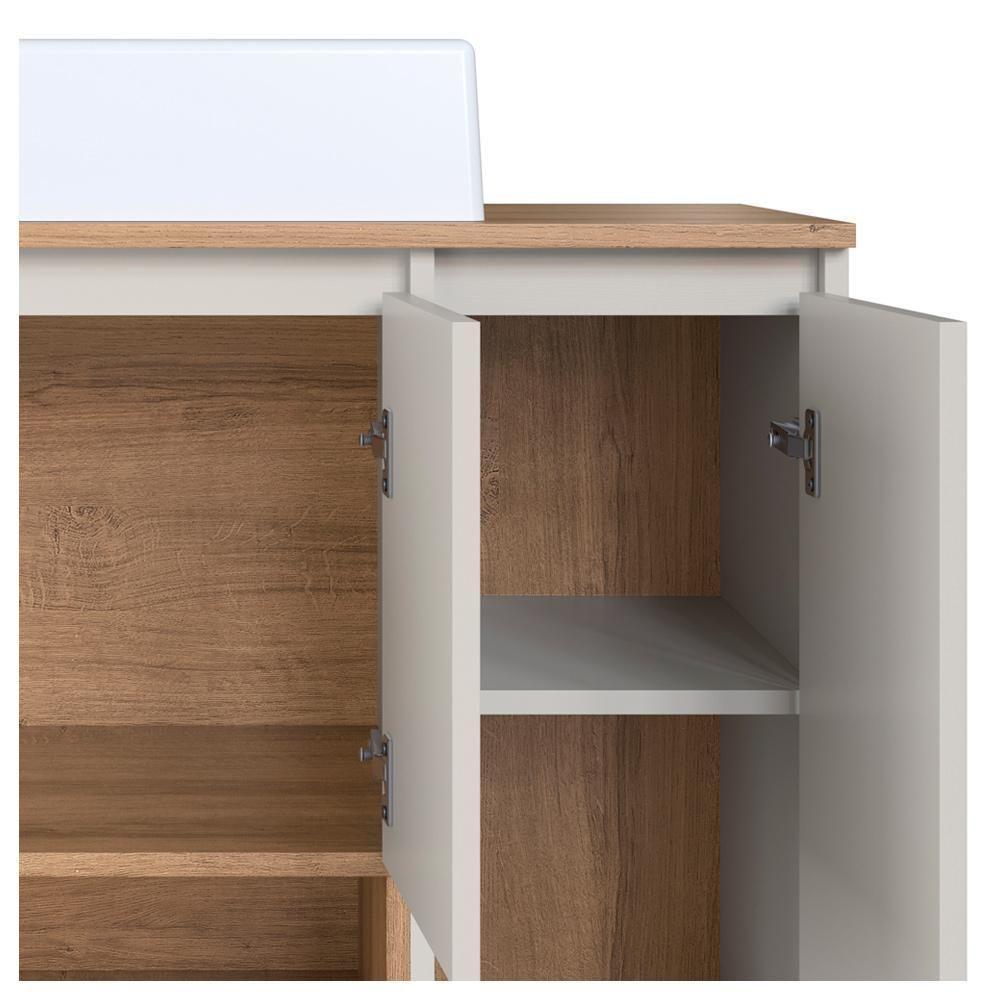 Conjunto Gabinete Suspenso 80 Cm Com Cuba Bl9220 Mell Arenas Faem - 7