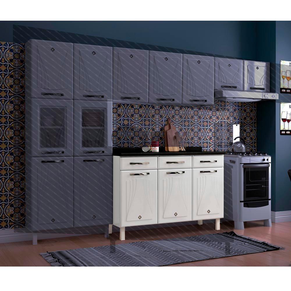 Balcão De Cozinha De Aço Triplo Telasul Star New C/ Tampo Branco - 2