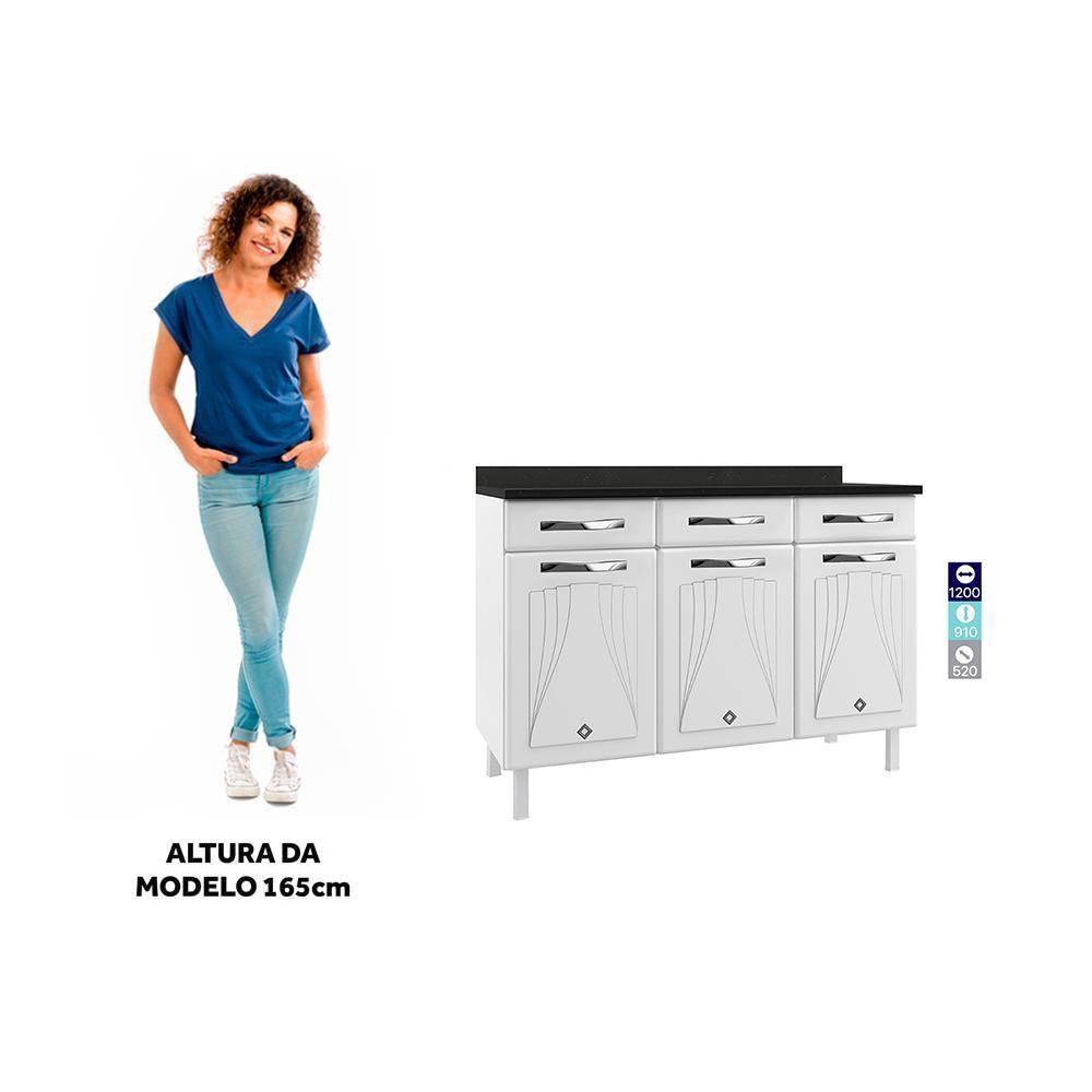 Balcão De Cozinha De Aço Triplo Telasul Star New C/ Tampo Branco - 6