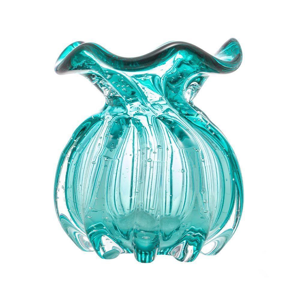 Vaso Murano De Vidro Italy Azul Tiffany 10x11cm Wolff - 1