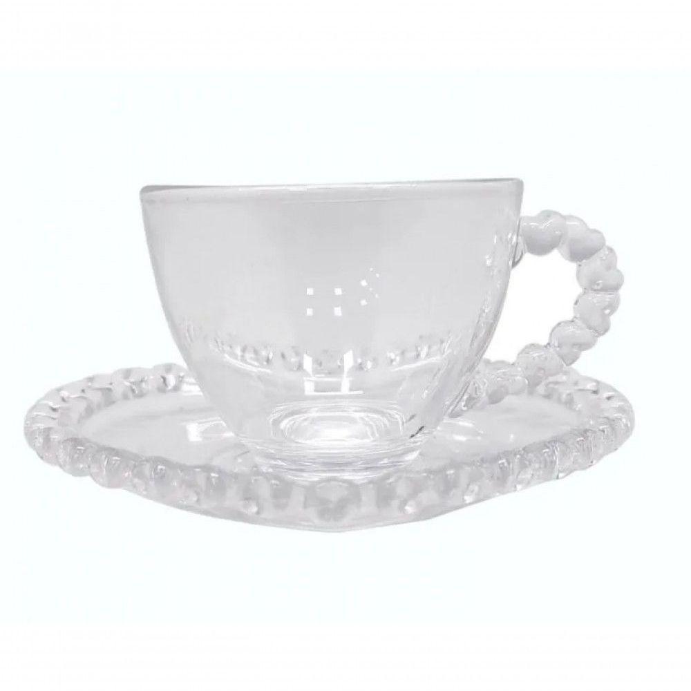 Xicara De Cafe Com Pires Cristal Coração 80 Ml - Lyor - 2