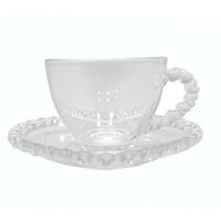 Xicara De Cafe Com Pires Cristal Coração 80 Ml - Lyor - 2