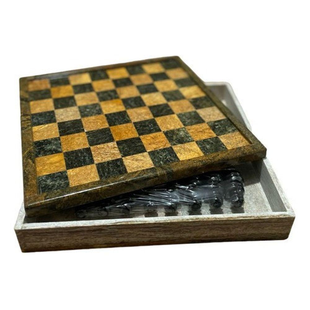 Tabuleiro 2 Em 1 Xadrez Damas Com Porta Peças 22 Cm - 5