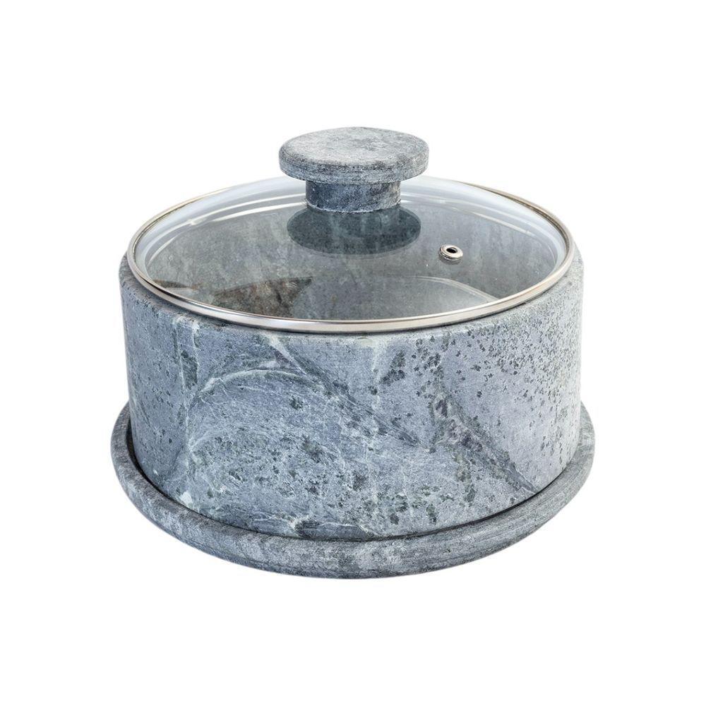 Boleira Queijeira De Pedra Sabão Com Tampa De Vidro - 4