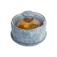 Boleira Queijeira De Pedra Sabão Com Tampa De Vidro - 3