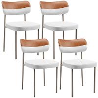 Kit 04 Cadeiras Decorativa Para Sala De Jantar Melina Base Arena L02 Faixa Couríssimo Camel Facto Branco - 1