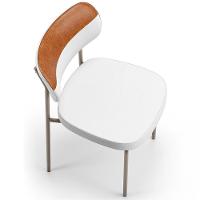 Kit 04 Cadeiras Decorativa Para Sala De Jantar Melina Base Arena L02 Faixa Couríssimo Camel Facto Branco - 3