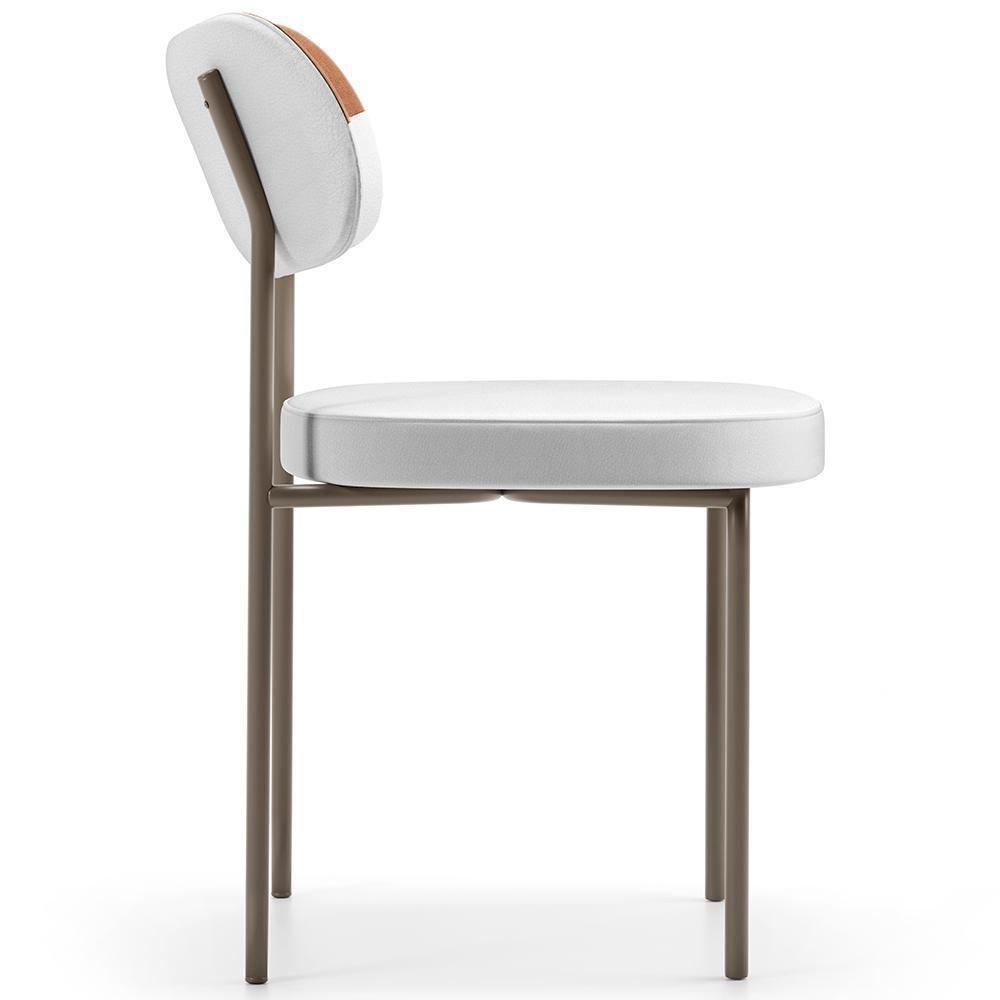 Kit 02 Cadeiras Decorativa Para Sala De Jantar Melina Base Arena L02 Faixa Couríssimo Camel Facto Branco - 3