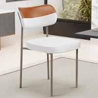 Cadeira Decorativa Para Sala De Jantar Melina Base Arena L02 Faixa Couríssimo Camel Facto Branco - 2