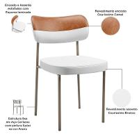 Cadeira Decorativa Para Sala De Jantar Melina Base Arena L02 Faixa Couríssimo Camel Facto Branco