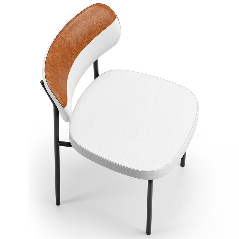 Cadeira Decorativa Para Sala De Jantar Melina L02 Faixa Couríssimo Camel Facto Branco - 3