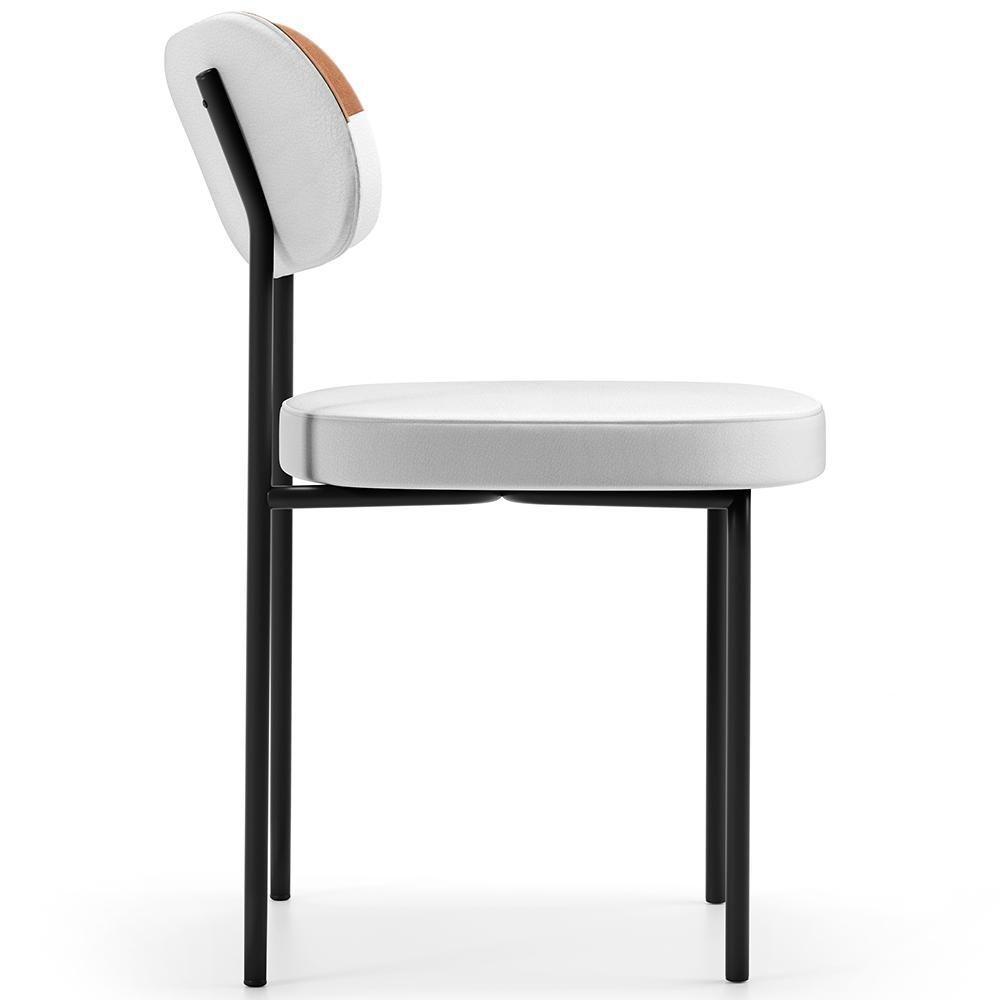Cadeira Decorativa Para Sala De Jantar Melina L02 Faixa Couríssimo Camel Facto Branco - 6