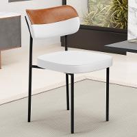 Cadeira Decorativa Para Sala De Jantar Melina L02 Faixa Couríssimo Camel Facto Branco - 2