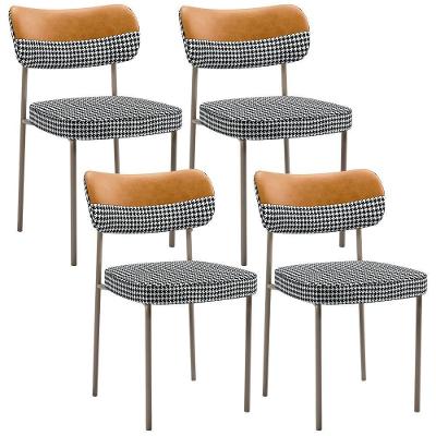 Kit 04 Cadeiras Decorativa Para Sala De Jantar Melina Base Arena L02 Faixa Couríssimo Whisky Pied Poule