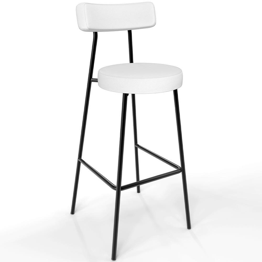 Banqueta Alta Bar Cozinha Sala De Jantar Estrutura Em Aço Milão L02 Facto Branco - 1