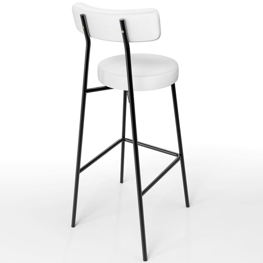 Banqueta Alta Bar Cozinha Sala De Jantar Estrutura Em Aço Milão L02 Facto Branco - 7