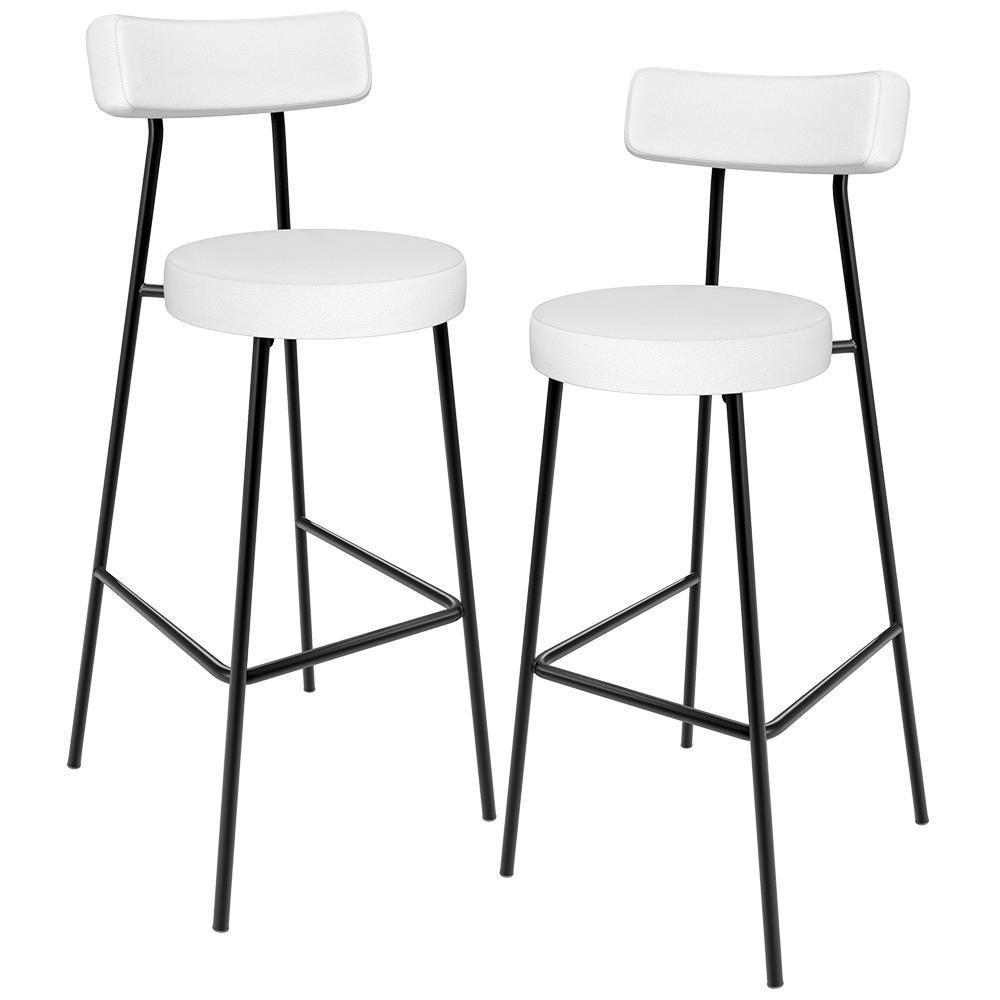 Kit 02 Banquetas Altas Bar Cozinha Sala De Jantar Estrutura Em Aço Milão L02 Facto Branco - 1
