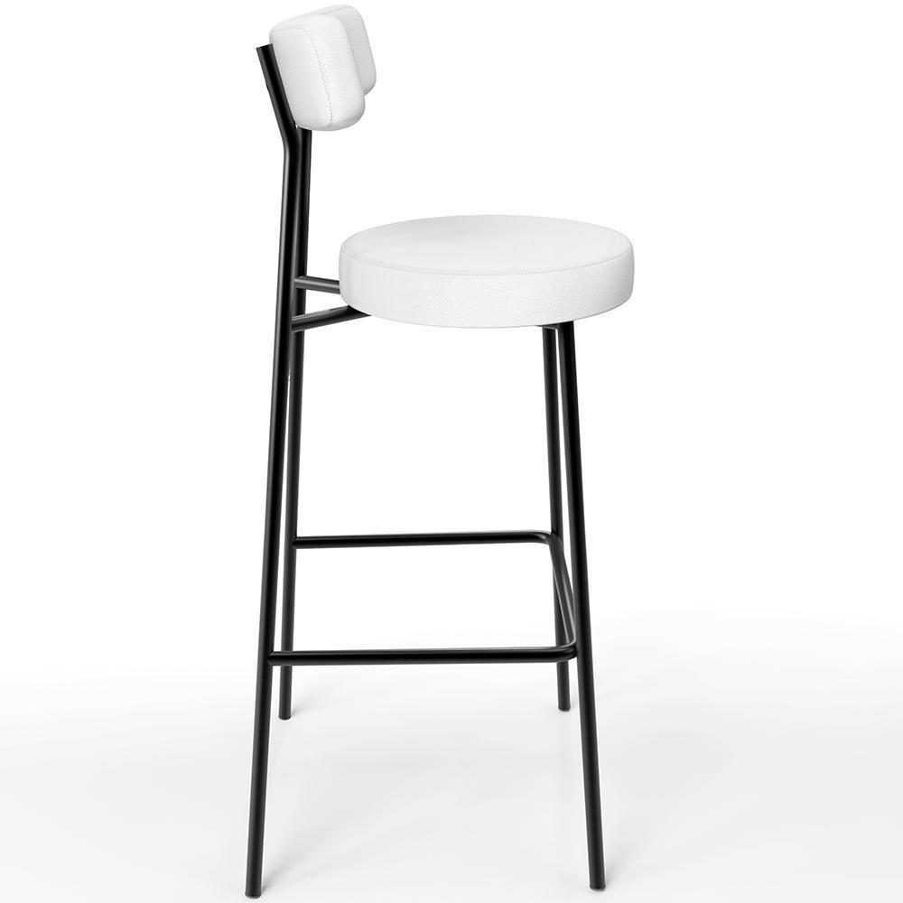 Kit 02 Banquetas Altas Bar Cozinha Sala De Jantar Estrutura Em Aço Milão L02 Facto Branco - 5