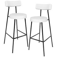 Kit 02 Banquetas Altas Bar Cozinha Sala De Jantar Estrutura Em Aço Milão L02 Facto Branco - 1