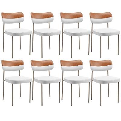 Kit 08 Cadeiras Decorativa Para Sala De Jantar Melina Base Arena L02 Faixa Couríssimo Camel Facto Branco