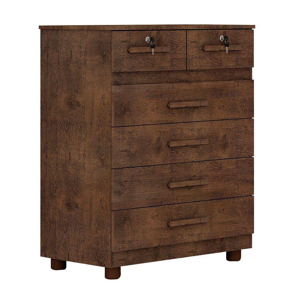 Cômoda Mônaco Com 6 Gavetas E 4 Pés Nyne Castanho - 1