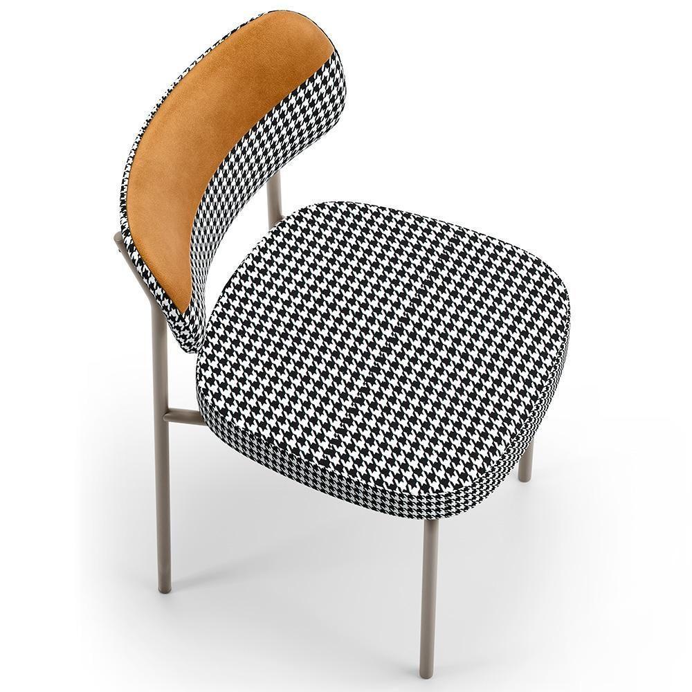 Kit 06 Cadeiras Decorativa Para Sala De Jantar Melina Base Arena L02 Faixa Couríssimo Whisky Pied Poule - 3