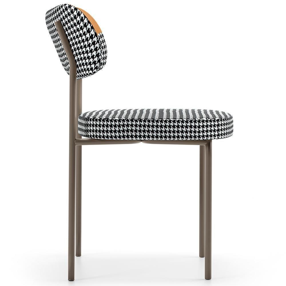 Kit 06 Cadeiras Decorativa Para Sala De Jantar Melina Base Arena L02 Faixa Couríssimo Whisky Pied Poule - 6