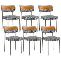 Kit 06 Cadeiras Decorativa Para Sala De Jantar Melina Base Arena L02 Faixa Couríssimo Whisky Pied Poule - 1