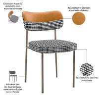 Kit 08 Cadeiras Decorativa Para Sala De Jantar Melina Base Arena L02 Faixa Couríssimo Whisky Pied Poule