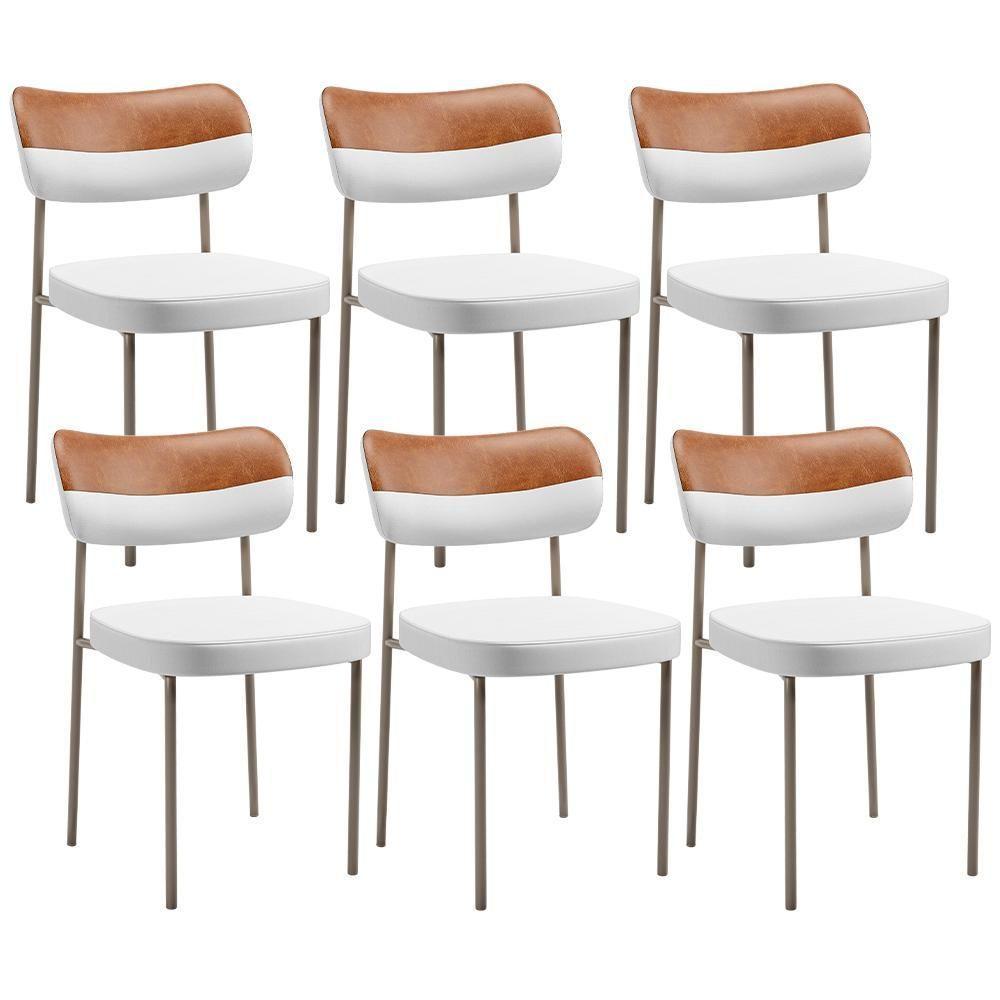 Kit 06 Cadeiras Decorativa Para Sala De Jantar Melina Base Arena L02 Faixa Couríssimo Camel Facto Branco - 1