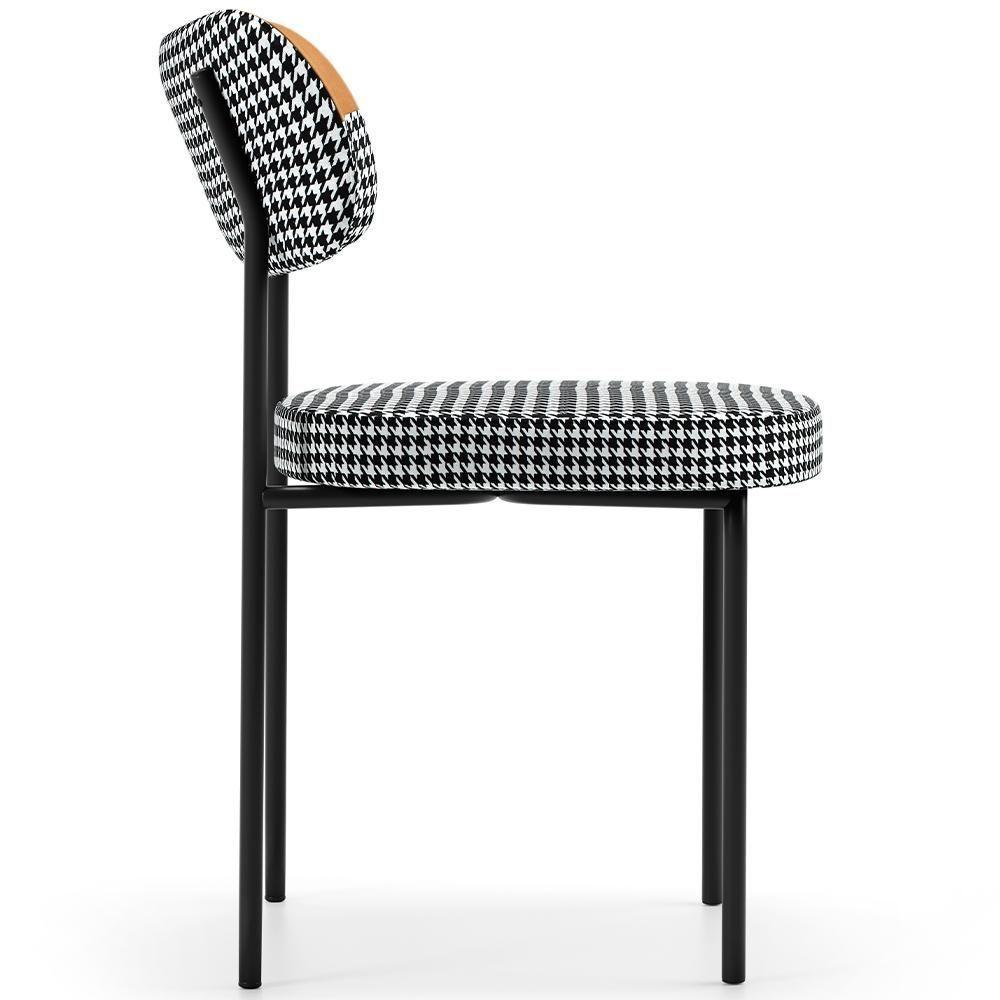 Cadeira Decorativa Para Sala De Jantar Melina L02 Faixa Couríssimo Whisky Pied Poule - 6